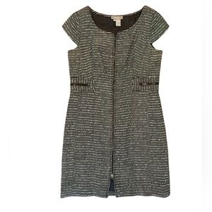 ECCOCI by Carlisle Navy/White Tweed Cap Sleeve Dress  Size 12/L